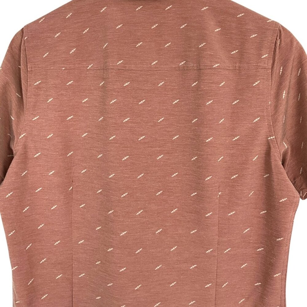 Vuori Bridge Short Sleeve Button Down Shirt Light Terracotta Dagger Red Size S - Picture 5 of 8